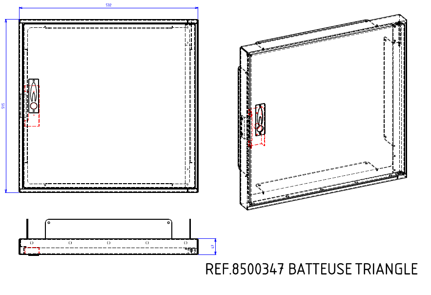 PORTE ALUMINIUM DE REPARATION DE COFFRET S300 TRIANGLE 8500347 §