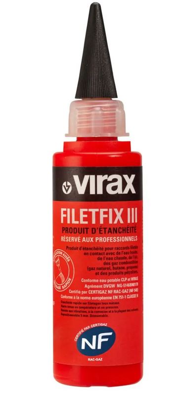 RESINE D'ETANCHEITE ANAEROBIE FILETFIX GAZ & ECS POUR RACCORDS FILETES 60ML NF540 RES001
