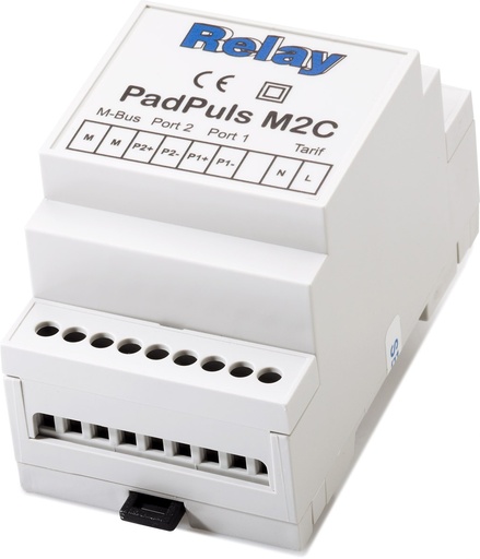 [CPTPADPULSM2C] CONVERTISSEUR 2 IMP CPTEUR 2 VOIES MBUS RELAY 230VAC MONTAGE RAIL DIN