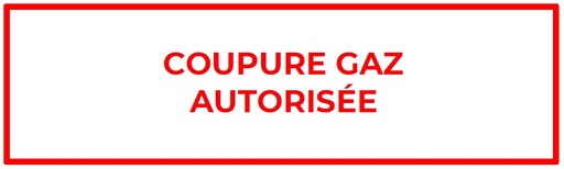 [ETI116] ETIQUETTE "COUPURE GAZ AUTORISEE" 200X100 LETTRAGE ROUGE SUR FOND BLANC